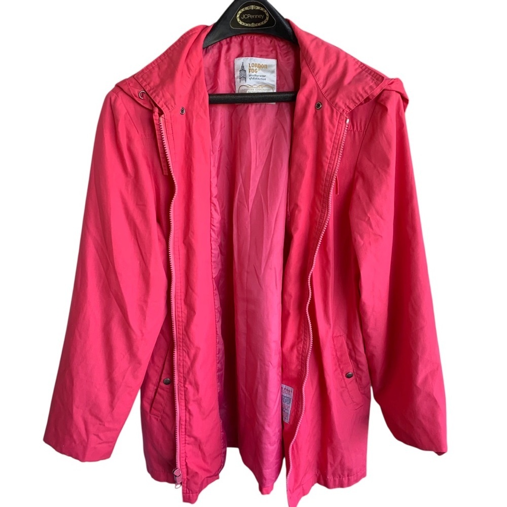 Vintage London Fog Rain Jacket with Hood Pink Women’s Size 10 Ladies 80s 90s